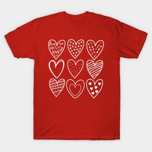 Love hearts outline, love hearts shape - valentine design T-Shirt